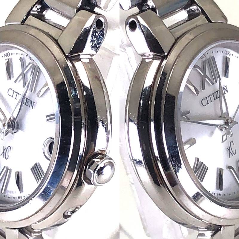 【美品】CITIZEN シチズン／XC クロスシー エコドライブ レディース H058-T016545／ソーラークォーツ／ステンレス／シルバー・ホワイト