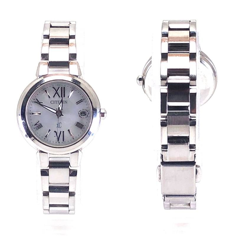 【美品】CITIZEN シチズン／XC クロスシー エコドライブ レディース H058-T016545／ソーラークォーツ／ステンレス／シルバー・ホワイト