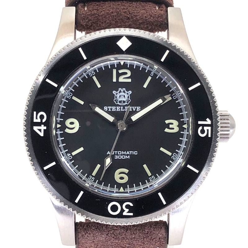 【美品】STEEL DIVE スティールダイブ／SD1952 ダイバーズウォッチ NH35／自動巻／ステンレス／シルバー・ブラック・ブラウン