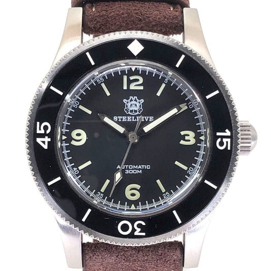 【美品】STEEL DIVE スティールダイブ／SD1952 ダイバーズウォッチ NH35／自動巻／ステンレス／シルバー・ブラック・ブラウン