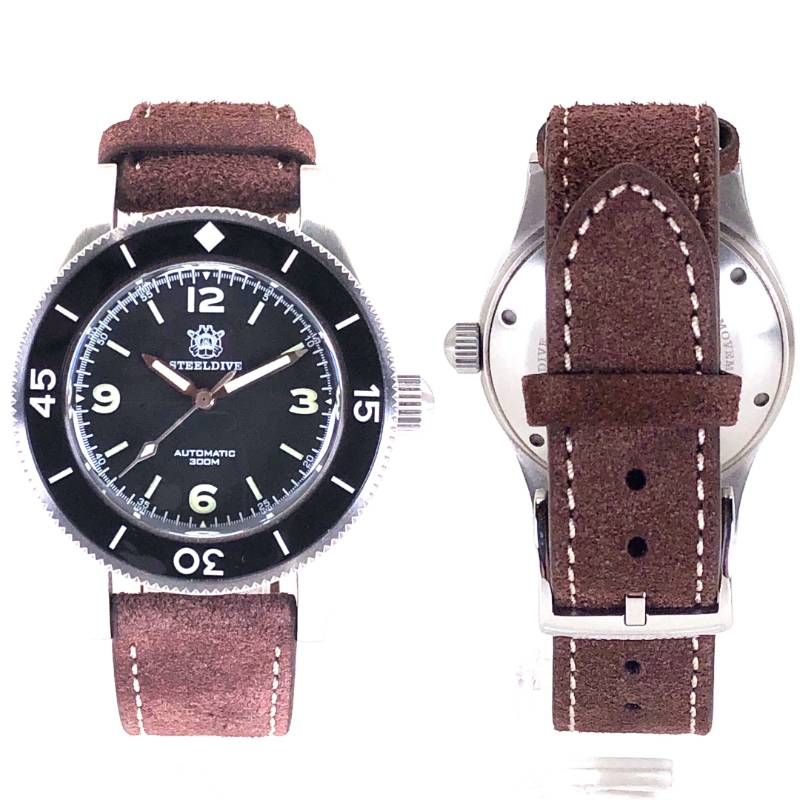 【美品】STEEL DIVE スティールダイブ／SD1952 ダイバーズウォッチ NH35／自動巻／ステンレス／シルバー・ブラック・ブラウン