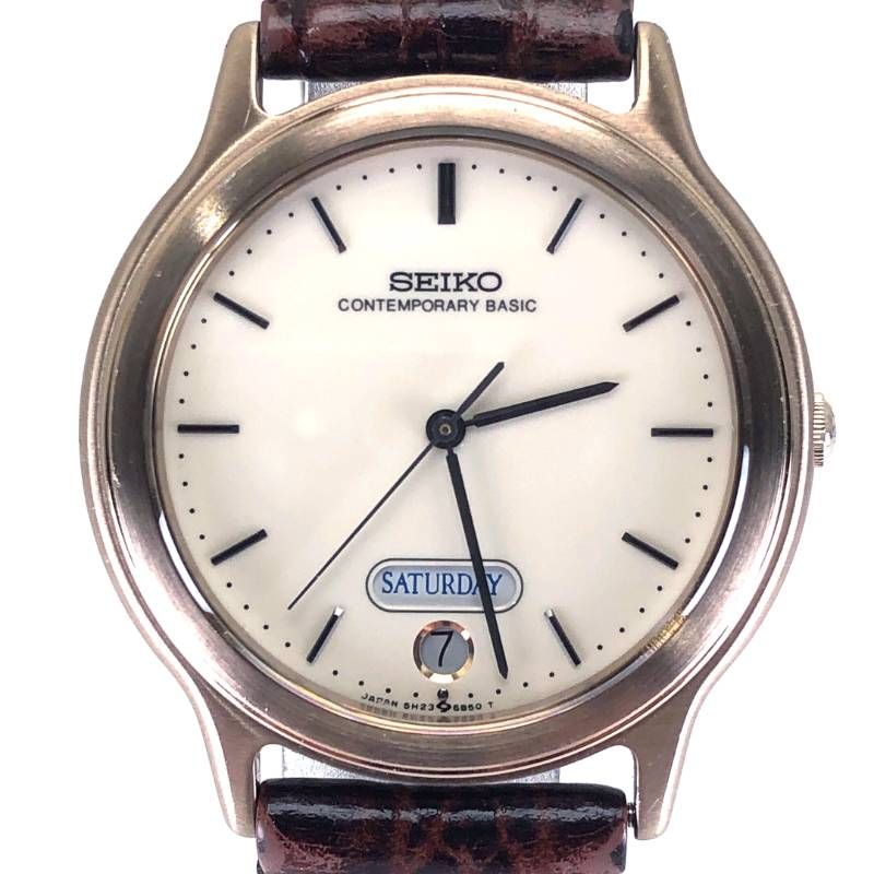 【ケース・取説付き・電池交換済み】SEIKO セイコー／コンテンポラリーベーシック スピリット デイデイト 5H23-6C00／クォーツ／ステンレス／ゴールド・ホワイト