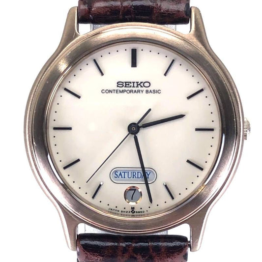 【ケース・取説付き・電池交換済み】SEIKO セイコー／コンテンポラリーベーシック スピリット デイデイト 5H23-6C00／クォーツ／ステンレス／ゴールド・ホワイト