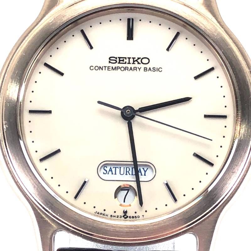 【ケース・取説付き・電池交換済み】SEIKO セイコー／コンテンポラリーベーシック スピリット デイデイト 5H23-6C00／クォーツ／ステンレス／ゴールド・ホワイト
