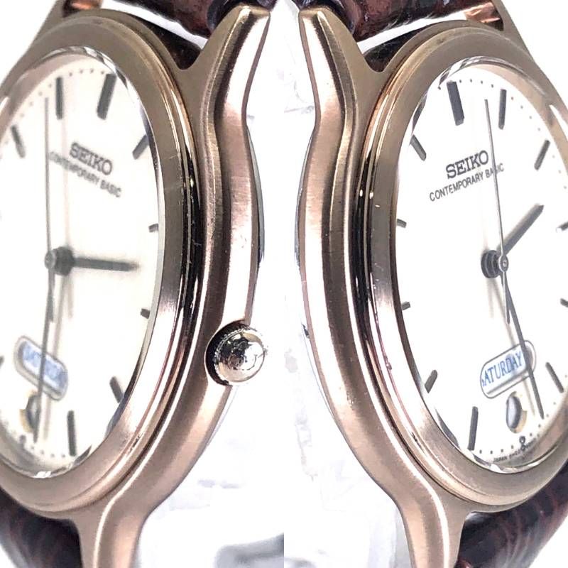 【ケース・取説付き・電池交換済み】SEIKO セイコー／コンテンポラリーベーシック スピリット デイデイト 5H23-6C00／クォーツ／ステンレス／ゴールド・ホワイト