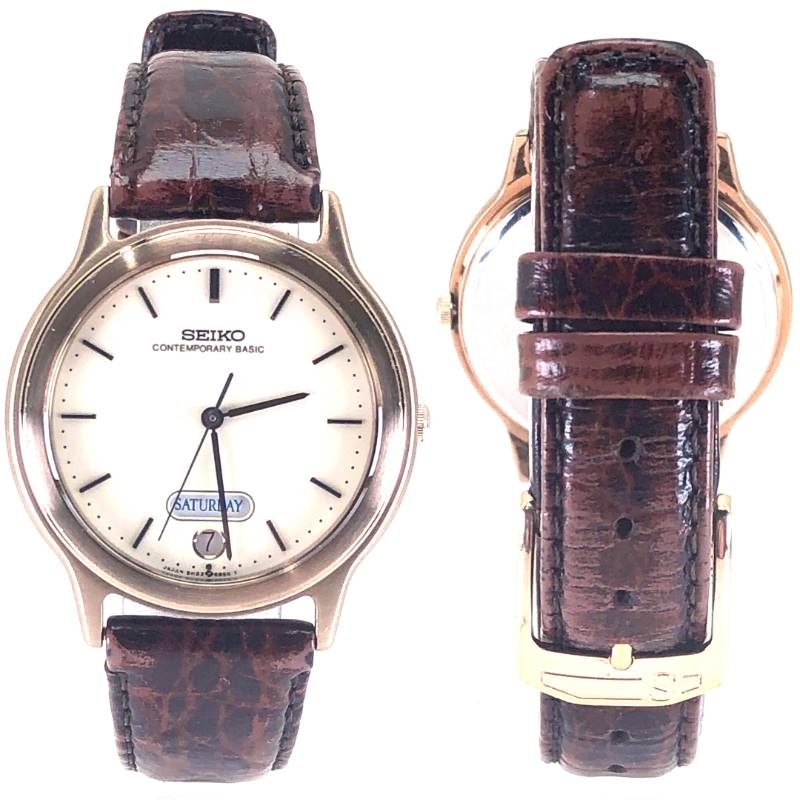 【ケース・取説付き・電池交換済み】SEIKO セイコー／コンテンポラリーベーシック スピリット デイデイト 5H23-6C00／クォーツ／ステンレス／ゴールド・ホワイト