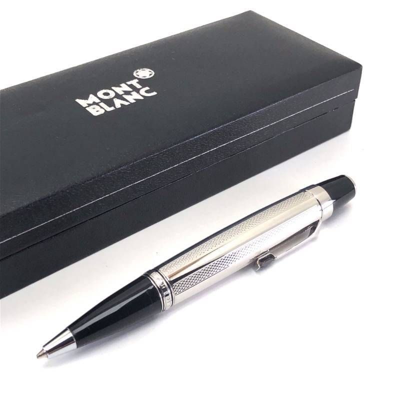 【美品・ケース付き】MONTBLANC モンブラン／ボエム ツイスト式 ボールペン／人口石・プラチナ仕上げ・レジン／ブラック・シルバー