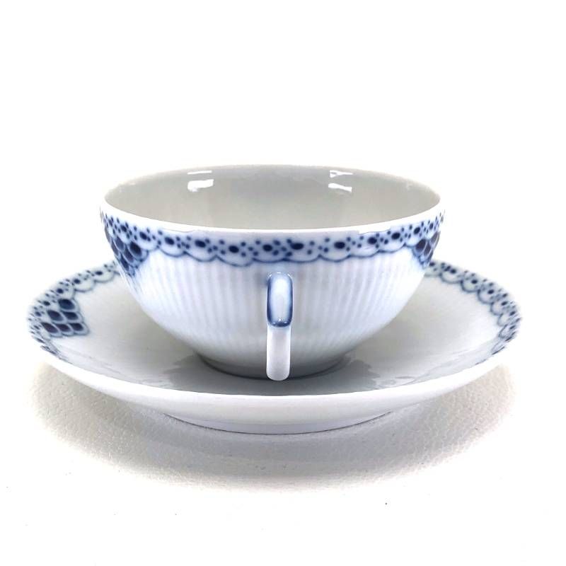 【美品・箱付き】Royal Copenhagen ロイヤルコペンハーゲン／プリンセス ティー カップ&ソーサー／陶器／ホワイト・ブルー