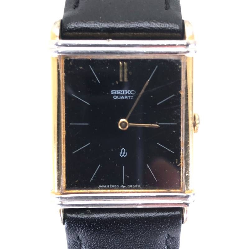 【ヴィンテージ・電池交換済み】SEIKO セイコー／シャリオ 2620-0850 5480／クォーツ／ステンレス／ブラック・ゴールド