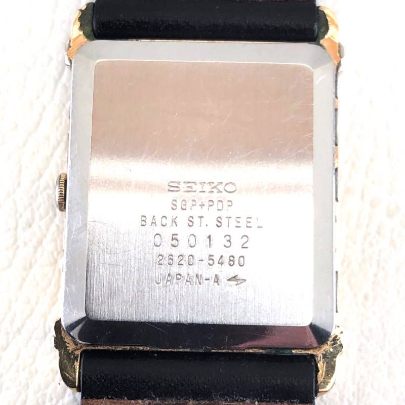 【ヴィンテージ・電池交換済み】SEIKO セイコー／シャリオ 2620-0850 5480／クォーツ／ステンレス／ブラック・ゴールド