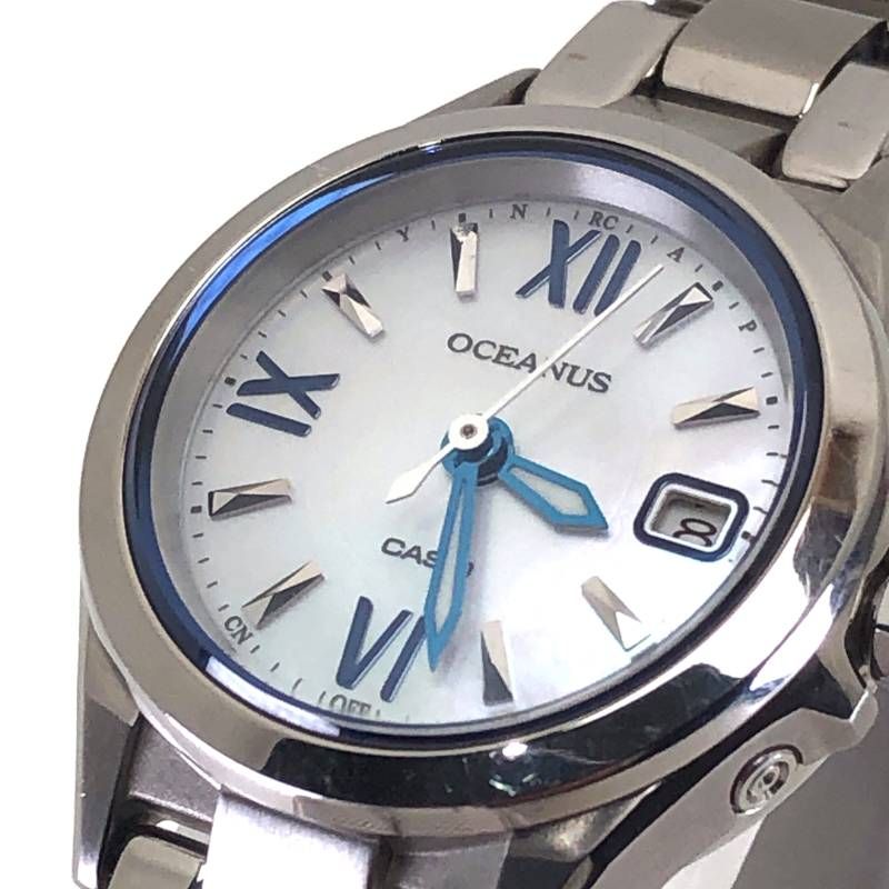 【美品・ケース・取説付】CASIO カシオ／オシアナス OCW-70PJ-7AJF／ソーラークォーツ／チタン／シルバー・ホワイト・ブルー