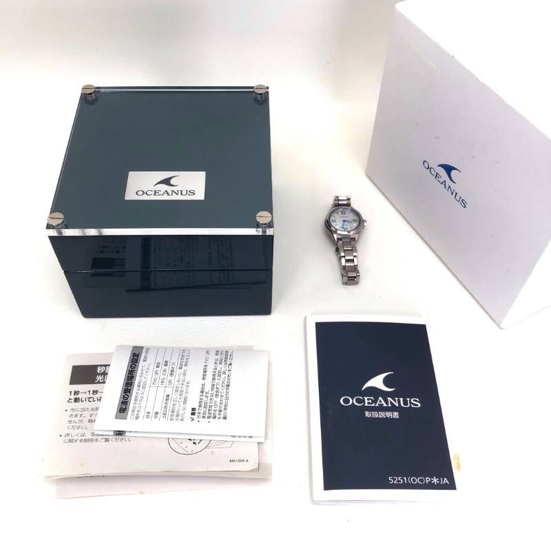 【美品・ケース・取説付】CASIO カシオ／オシアナス OCW-70PJ-7AJF／ソーラークォーツ／チタン／シルバー・ホワイト・ブルー