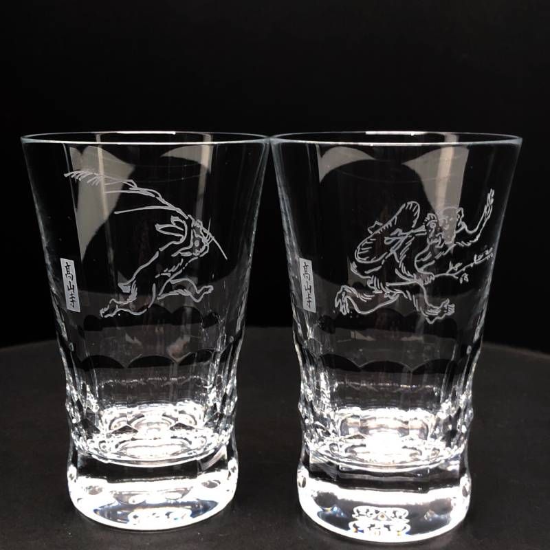 【希少・美品・箱付き】Baccarat バカラ／グラスジャパン 鳥獣戯画 高山寺 ペア グラス タンブラー／クリスタルグラス／クリア／BC636