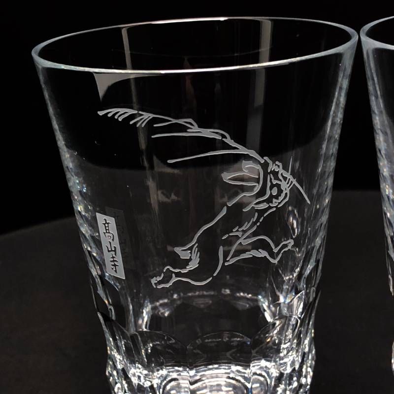 【希少・美品・箱付き】Baccarat バカラ／グラスジャパン 鳥獣戯画 高山寺 ペア グラス タンブラー／クリスタルグラス／クリア／BC636