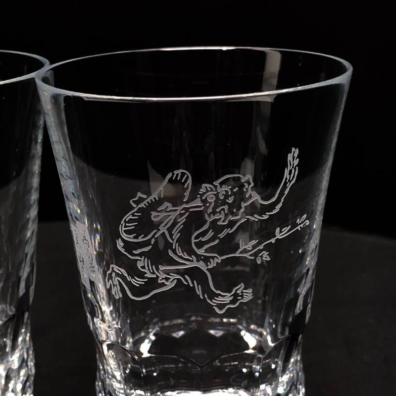 【希少・美品・箱付き】Baccarat バカラ／グラスジャパン 鳥獣戯画 高山寺 ペア グラス タンブラー／クリスタルグラス／クリア／BC636