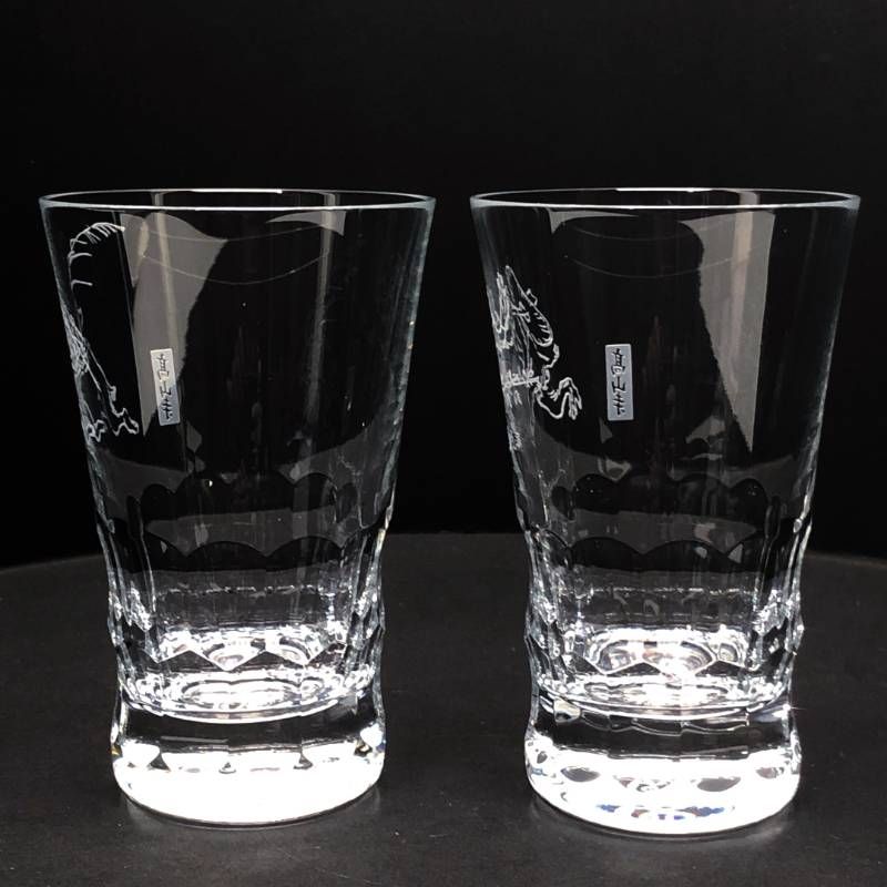 【希少・美品・箱付き】Baccarat バカラ／グラスジャパン 鳥獣戯画 高山寺 ペア グラス タンブラー／クリスタルグラス／クリア／BC636