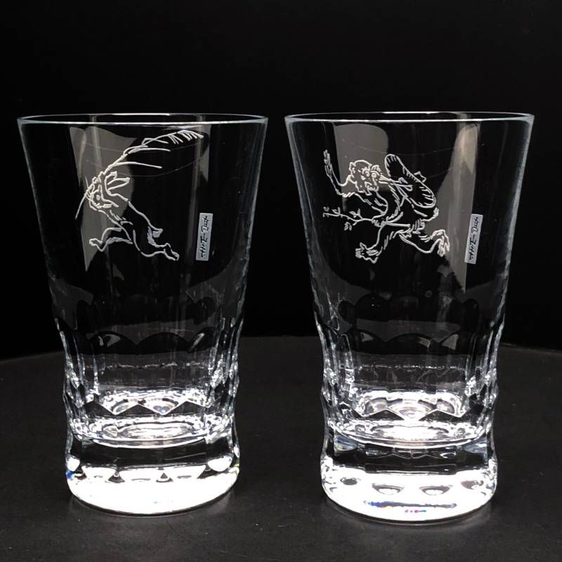 【希少・美品・箱付き】Baccarat バカラ／グラスジャパン 鳥獣戯画 高山寺 ペア グラス タンブラー／クリスタルグラス／クリア／BC636