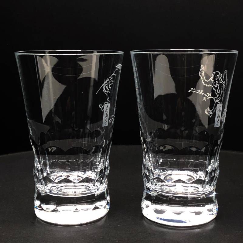 【希少・美品・箱付き】Baccarat バカラ／グラスジャパン 鳥獣戯画 高山寺 ペア グラス タンブラー／クリスタルグラス／クリア／BC636