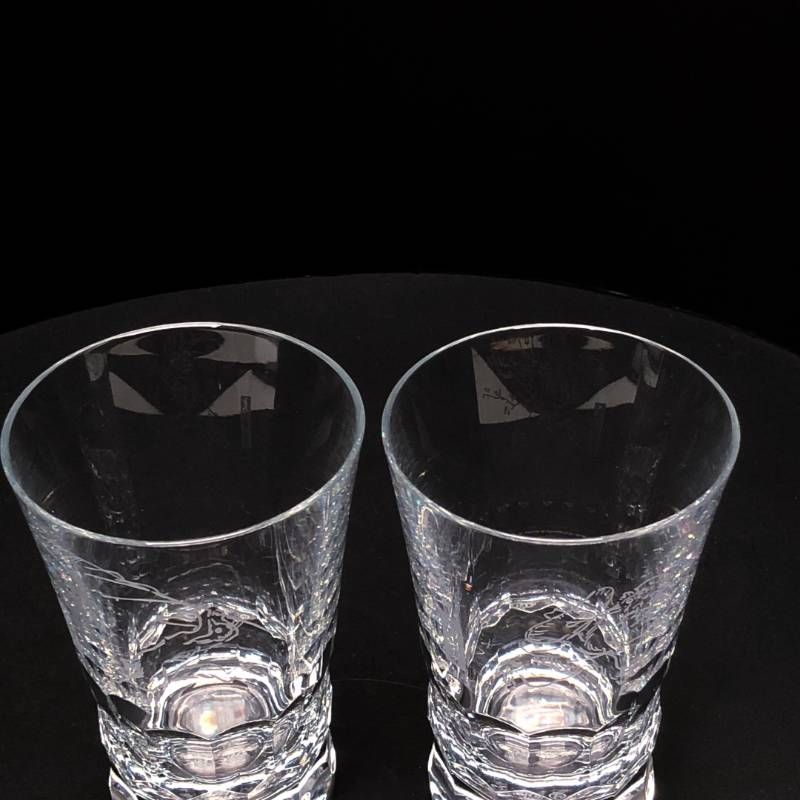 【希少・美品・箱付き】Baccarat バカラ／グラスジャパン 鳥獣戯画 高山寺 ペア グラス タンブラー／クリスタルグラス／クリア／BC636