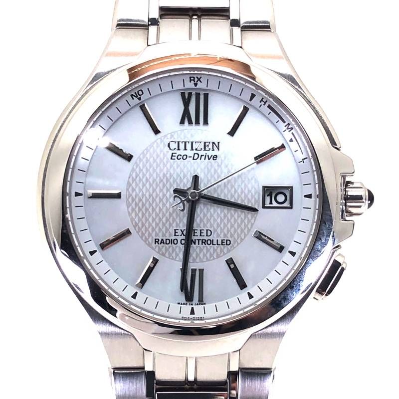 【美品・取説・コマ付き】CITIZEN シチズン／エコドライブ エクシード H410-T003818／ソーラークォーツ／ステンレス／シルバー・ブラック