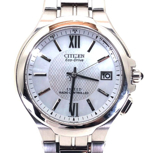 【美品・取説・コマ付き】CITIZEN シチズン／エコドライブ エクシード H410-T003818／ソーラークォーツ／ステンレス／シルバー・ブラック