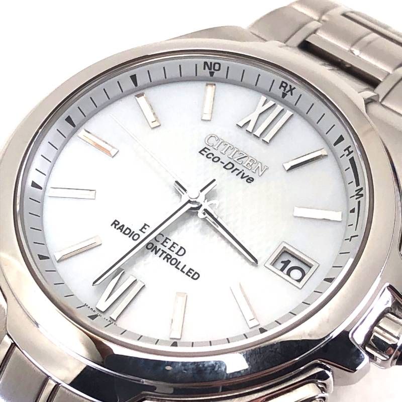 【美品・取説・コマ付き】CITIZEN シチズン／エコドライブ エクシード H410-T003818／ソーラークォーツ／ステンレス／シルバー・ブラック