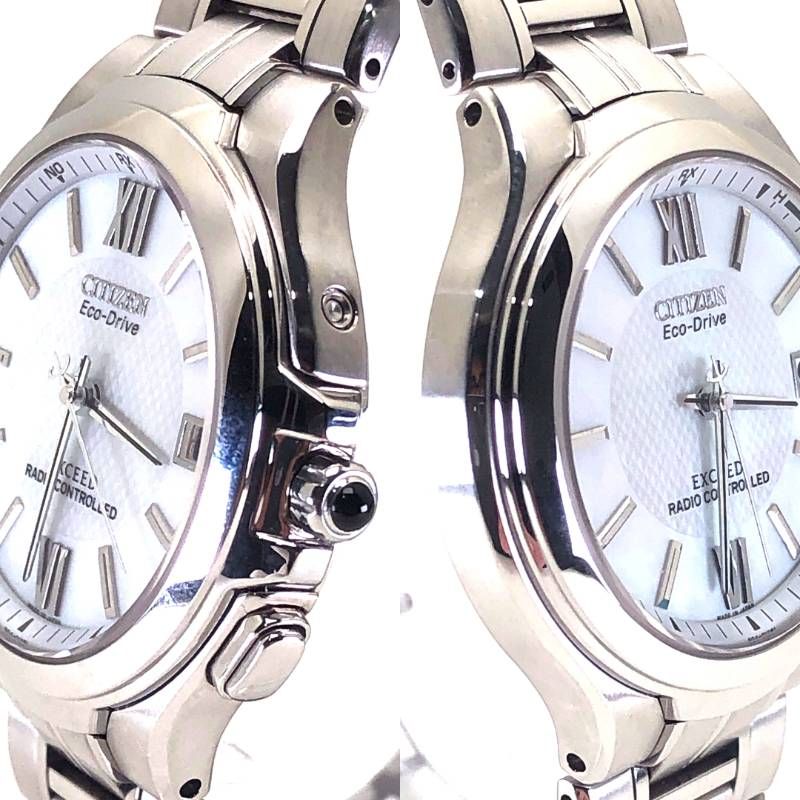 【美品・取説・コマ付き】CITIZEN シチズン／エコドライブ エクシード H410-T003818／ソーラークォーツ／ステンレス／シルバー・ブラック