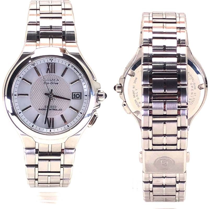 【美品・取説・コマ付き】CITIZEN シチズン／エコドライブ エクシード H410-T003818／ソーラークォーツ／ステンレス／シルバー・ブラック