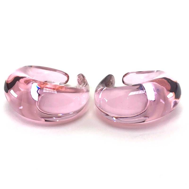 【美品・箱・保管袋付き】Baccarat バカラ／イヤーカフ イヤリング／クリスタルグラス／ライトピンク／BC639