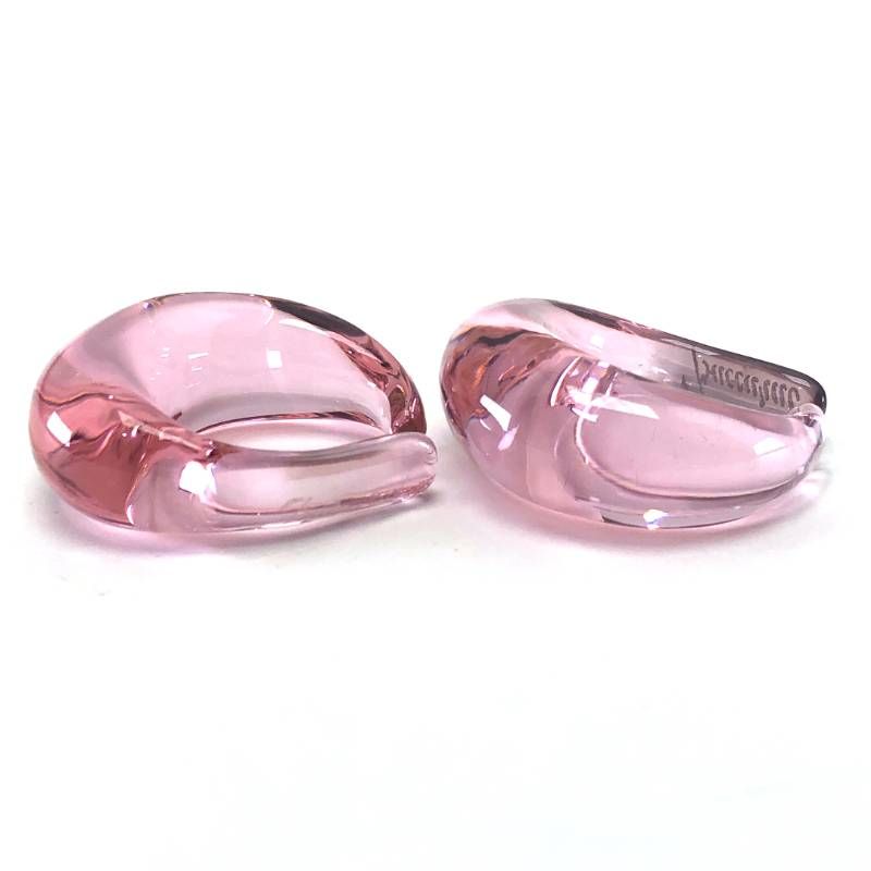 【美品・箱・保管袋付き】Baccarat バカラ／イヤーカフ イヤリング／クリスタルグラス／ライトピンク／BC639