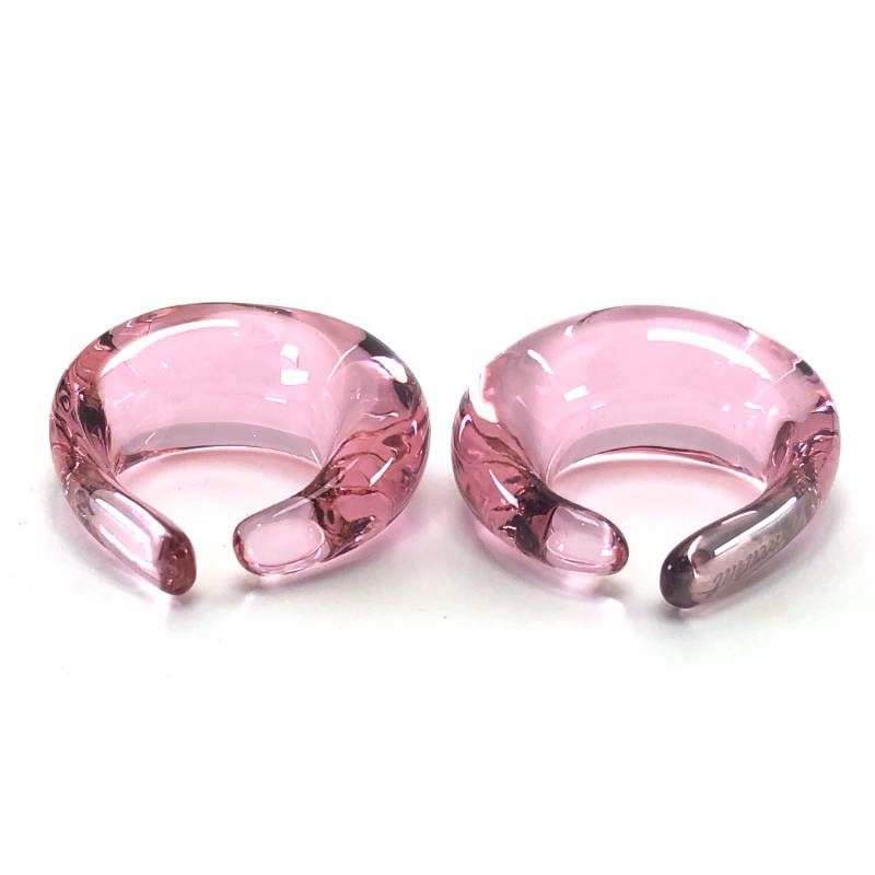 【美品・箱・保管袋付き】Baccarat バカラ／イヤーカフ イヤリング／クリスタルグラス／ライトピンク／BC639