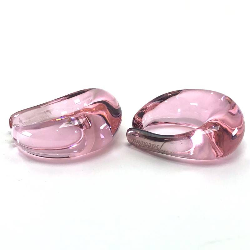 【美品・箱・保管袋付き】Baccarat バカラ／イヤーカフ イヤリング／クリスタルグラス／ライトピンク／BC639