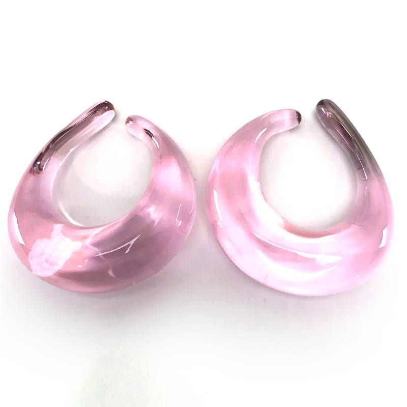 【美品・箱・保管袋付き】Baccarat バカラ／イヤーカフ イヤリング／クリスタルグラス／ライトピンク／BC639