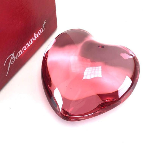 【美品・箱付き】Baccarat バカラ／ハート ペーパーウェイト／クリスタルグラス／ピンク／BC641