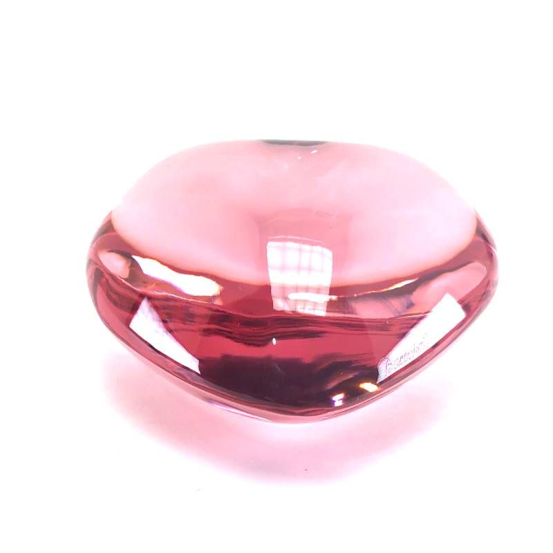 【美品・箱付き】Baccarat バカラ／ハート ペーパーウェイト／クリスタルグラス／ピンク／BC641