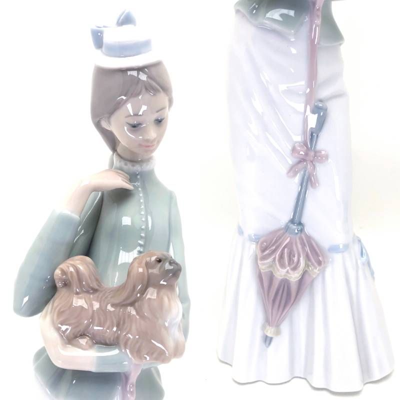 【美品】LLADRO リヤドロ／仔犬とお散歩／4893／陶器／マルチカラー