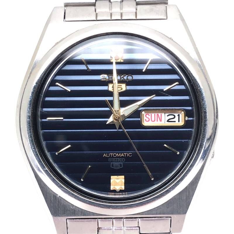 【美品・ケース付き】SEIKO セイコー／セイコー5 726-8760／自動巻き／ステンレス／シルバー・ネイビー