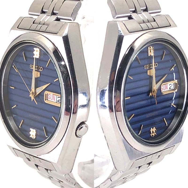 【美品・ケース付き】SEIKO セイコー／セイコー5 726-8760／自動巻き／ステンレス／シルバー・ネイビー