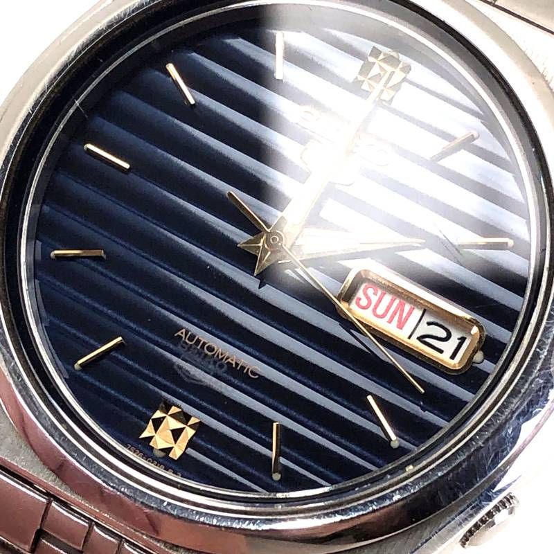 【美品・ケース付き】SEIKO セイコー／セイコー5 726-8760／自動巻き／ステンレス／シルバー・ネイビー