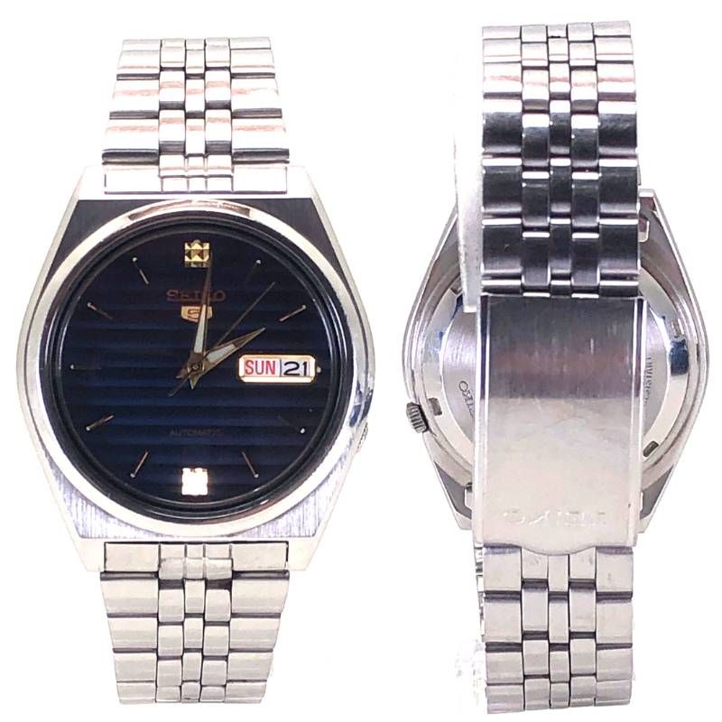 【美品・ケース付き】SEIKO セイコー／セイコー5 726-8760／自動巻き／ステンレス／シルバー・ネイビー