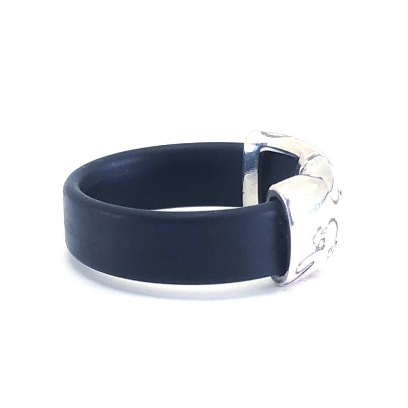 【美品】TOUS トウス／ベア モチーフ リング 指輪／約13号／SV925・ラバー／シルバー・ブラック