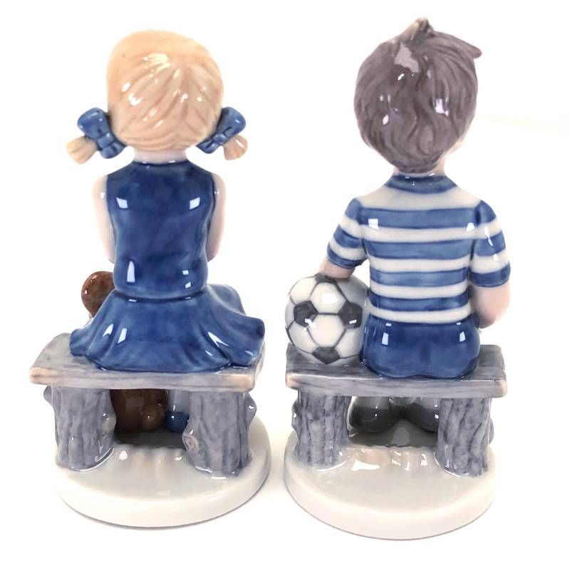 【美品】Royal Copenhagen ロイヤルコペンハーゲン／女の子 男の子 ミレニアム フィギュリン 2体セット／陶器／マルチカラー