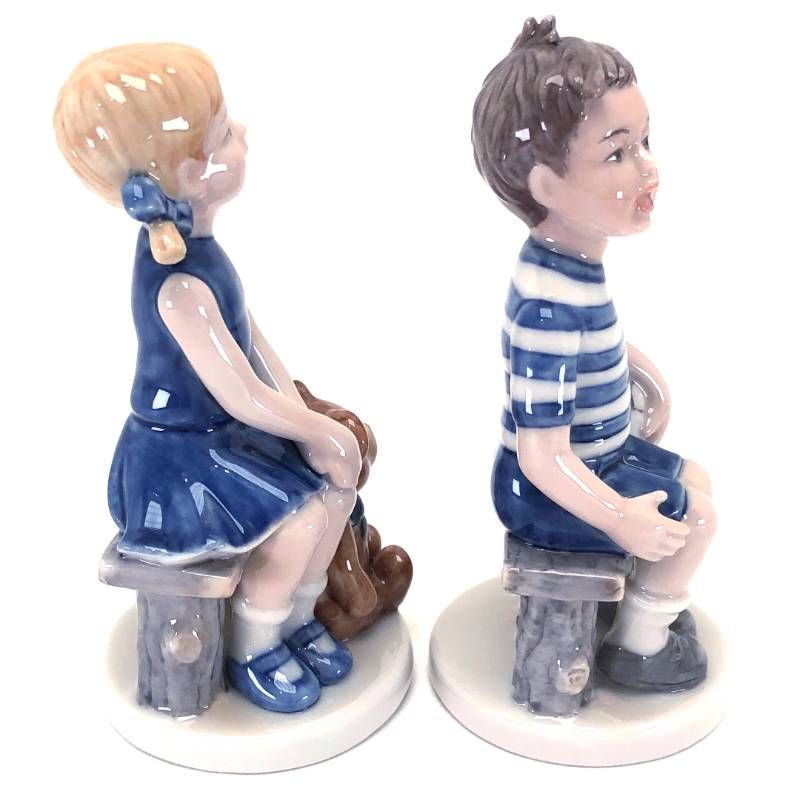 【美品】Royal Copenhagen ロイヤルコペンハーゲン／女の子 男の子 ミレニアム フィギュリン 2体セット／陶器／マルチカラー