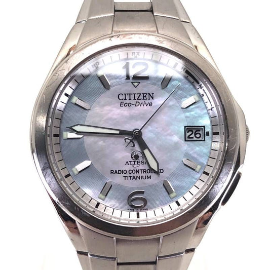 【3000本限定モデル】CITIZEN シチズン／アテッサ エコドライブ 白蝶貝文字盤 ATD53-2618／ソーラークォーツ／チタン／シルバー
