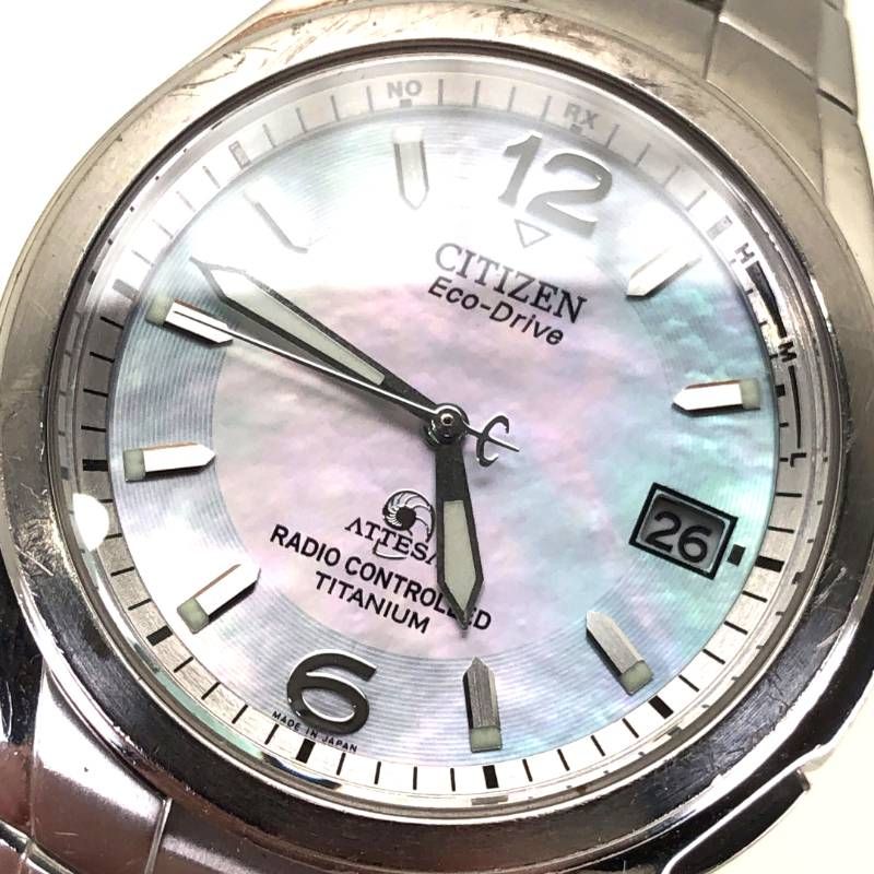 【3000本限定モデル】CITIZEN シチズン／アテッサ エコドライブ 白蝶貝文字盤 ATD53-2618／ソーラークォーツ／チタン／シルバー