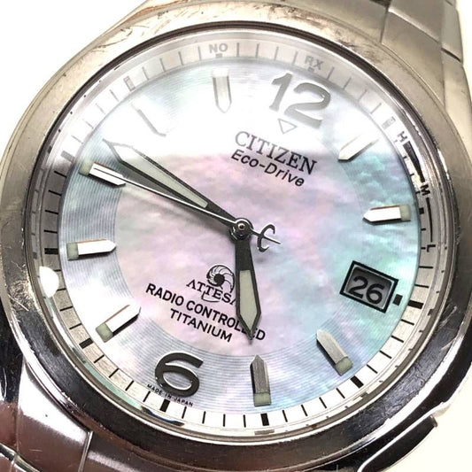 【3000本限定モデル】CITIZEN シチズン／アテッサ エコドライブ 白蝶貝文字盤 ATD53-2618／ソーラークォーツ／チタン／シルバー