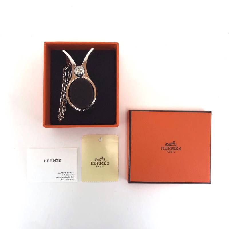 【美品・箱付き】HERMES エルメス／フィルー グローブ ホルダー バッグチャーム／メタル／シルバー