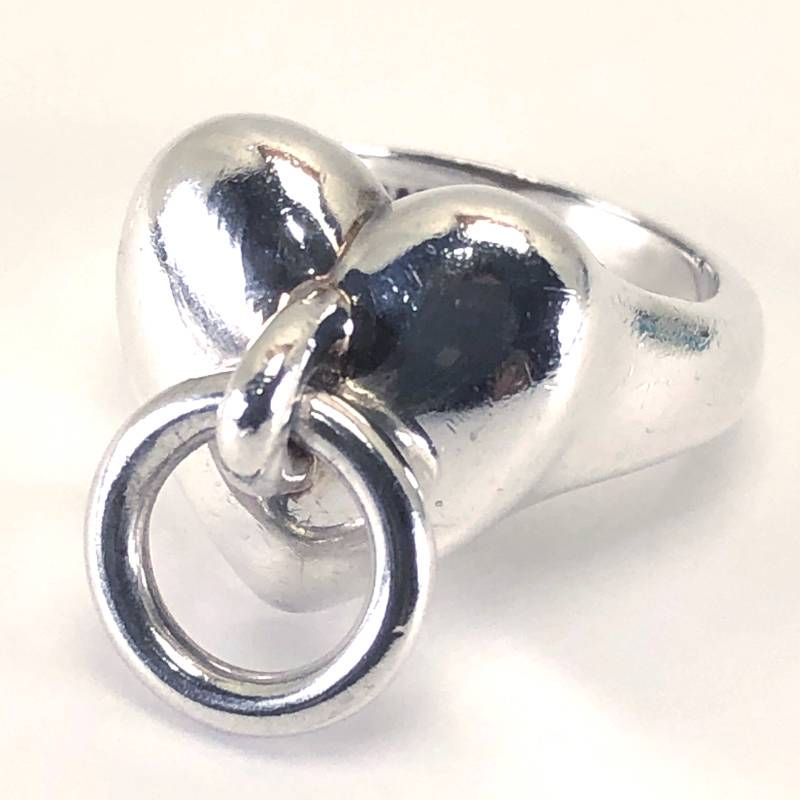 【美品・箱・保管袋付き】Tiffany ティファニードアノッカー ハート リング／約8号／SV925／シルバー