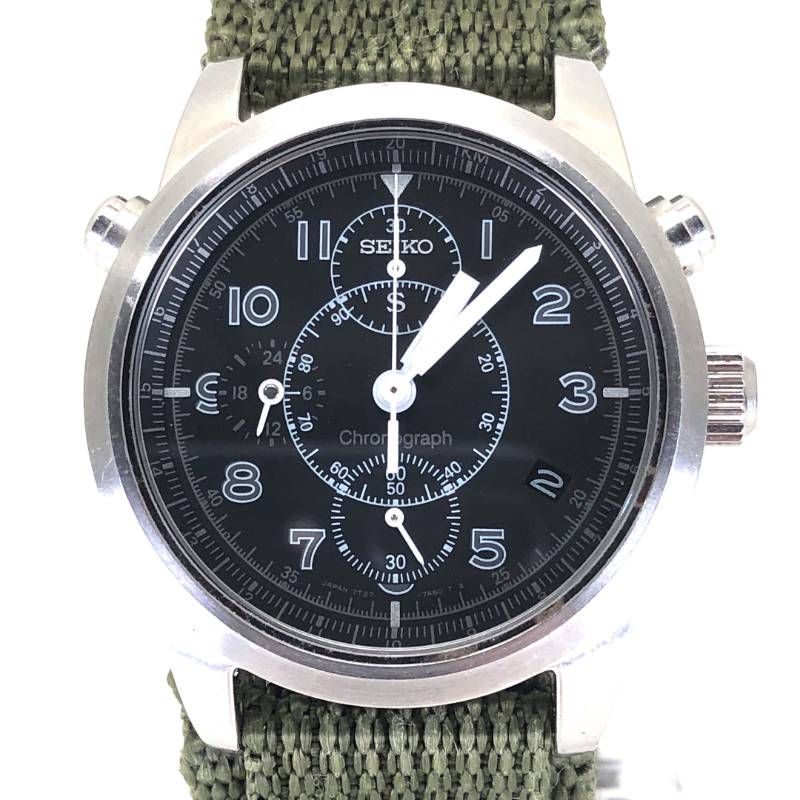 【新品ベルト交換】SEIKO セイコー／SUS 7T27-7A40 ／クォーツ／ステンレス／シルバー・ブラック・カーキ
