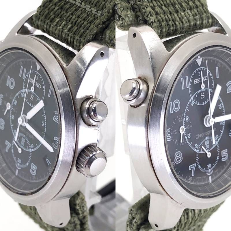 【新品ベルト交換】SEIKO セイコー／SUS 7T27-7A40 ／クォーツ／ステンレス／シルバー・ブラック・カーキ